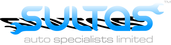 Main Sultas Logo Blue Sultas, grey auto specialists limited underneath