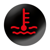 Coolant Black circle with red thermometer in water waves