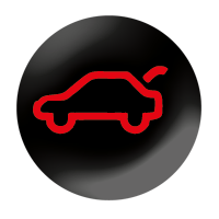 Boot open Black circle with red car showing boot open