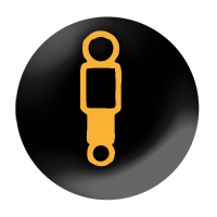 Adaptive dampers Black circle with yellow shock absorber