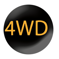 Four Wheel drive Black circle with yellow 4WD inside
