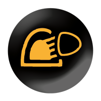 Light and rain sensor Black circle with yellow outline of a lamp