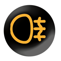 Rear fog light Black circle with a yellow oval and 3 horizontal lines with a wavy line going through them